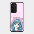Purple Aesthetic Girl With Cat Phone Glass Case Cover For Oppo Reno 12 Pro 5G