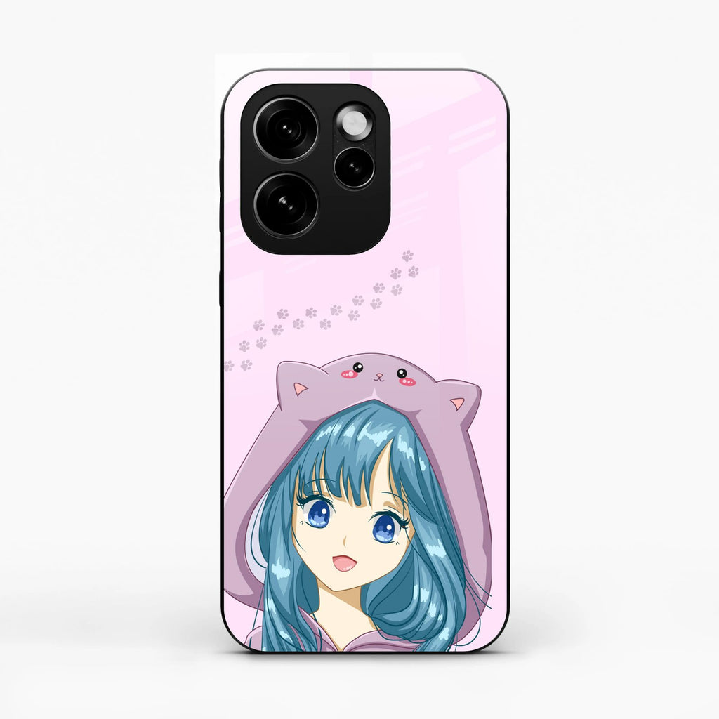 Purple Aesthetic Girl With Cat Phone Glass Case Cover For Oppo Reno 15C 5G