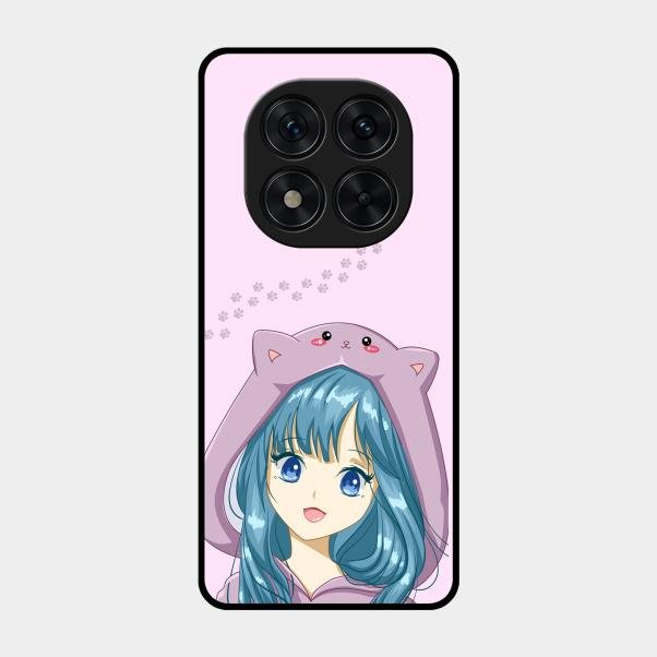 Purple Aesthetic Girl With Cat Phone Glass Case Cover For Poco X7 5G