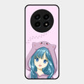 Purple Aesthetic Girl With Cat Phone Glass Case Cover For Realme 13 Pro Plus 5G