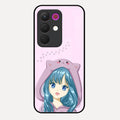 Purple Aesthetic Girl With Cat Phone Glass Case Cover For Realme 15X 5G