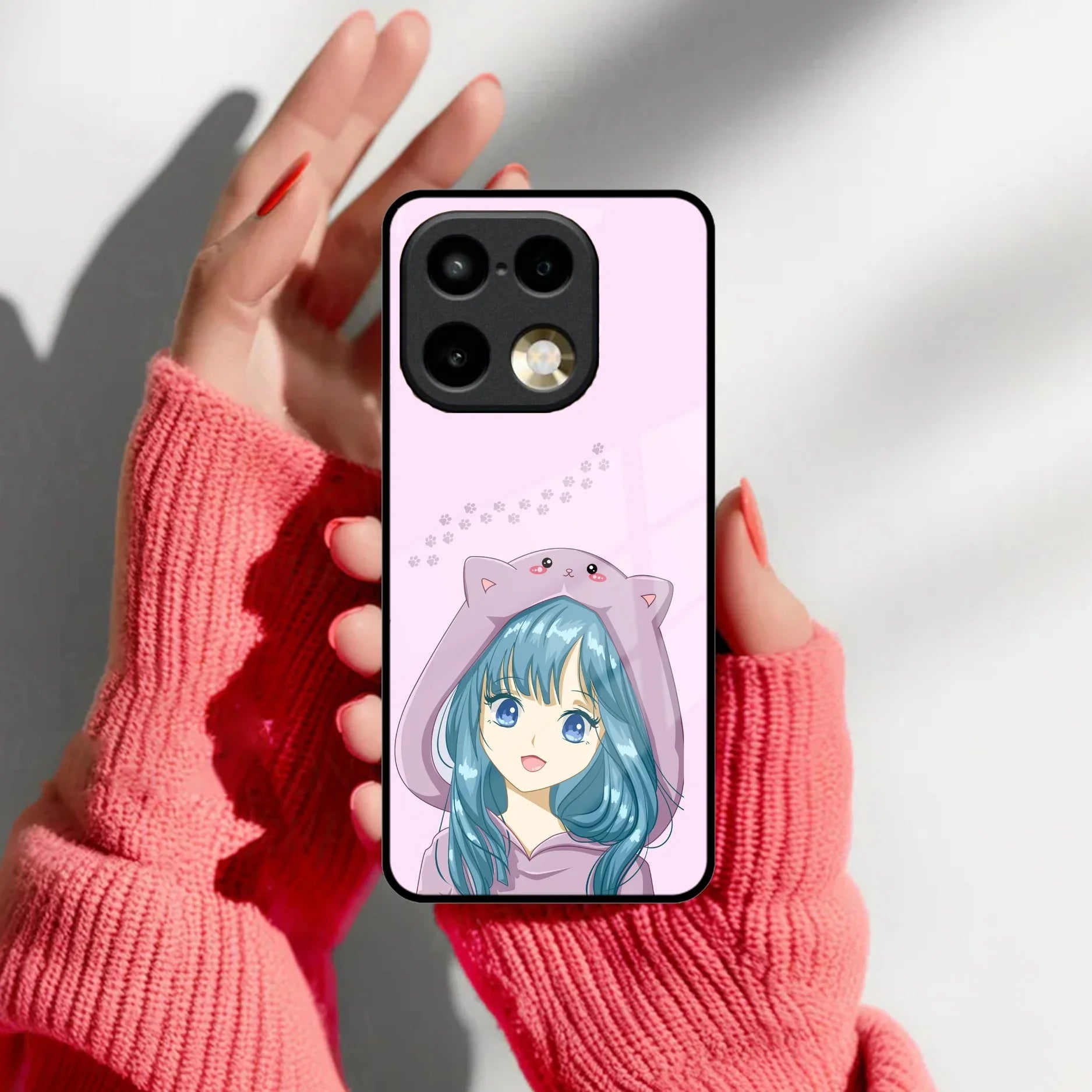 Purple Aesthetic Girl With Cat Phone Glass Case Cover For Realme 16 Pro Plus 5G