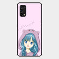 Purple Aesthetic Girl With Cat Phone Glass Case Cover For Realme 7 Pro