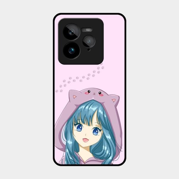 Purple Aesthetic Girl With Cat Phone Glass Case Cover For Realme Gt 7 Pro