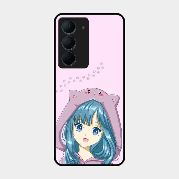 Purple Aesthetic Girl With Cat Phone Glass Case Cover For Realme Narzo 80X 5G