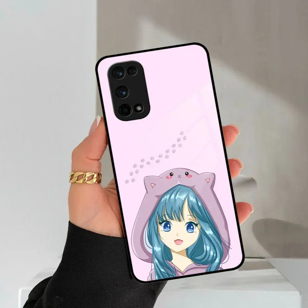 Purple Aesthetic Girl With Cat Phone Glass Case Cover For Realme/Narzo - ShopOnCliQ