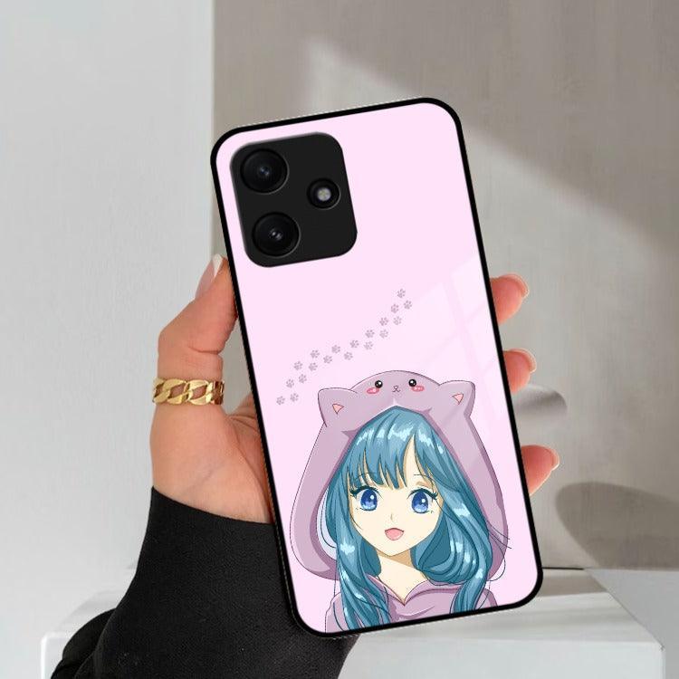 Purple Aesthetic Girl With Cat Phone Glass Case Cover For Redmi/Xiaomi - ShopOnCliQ