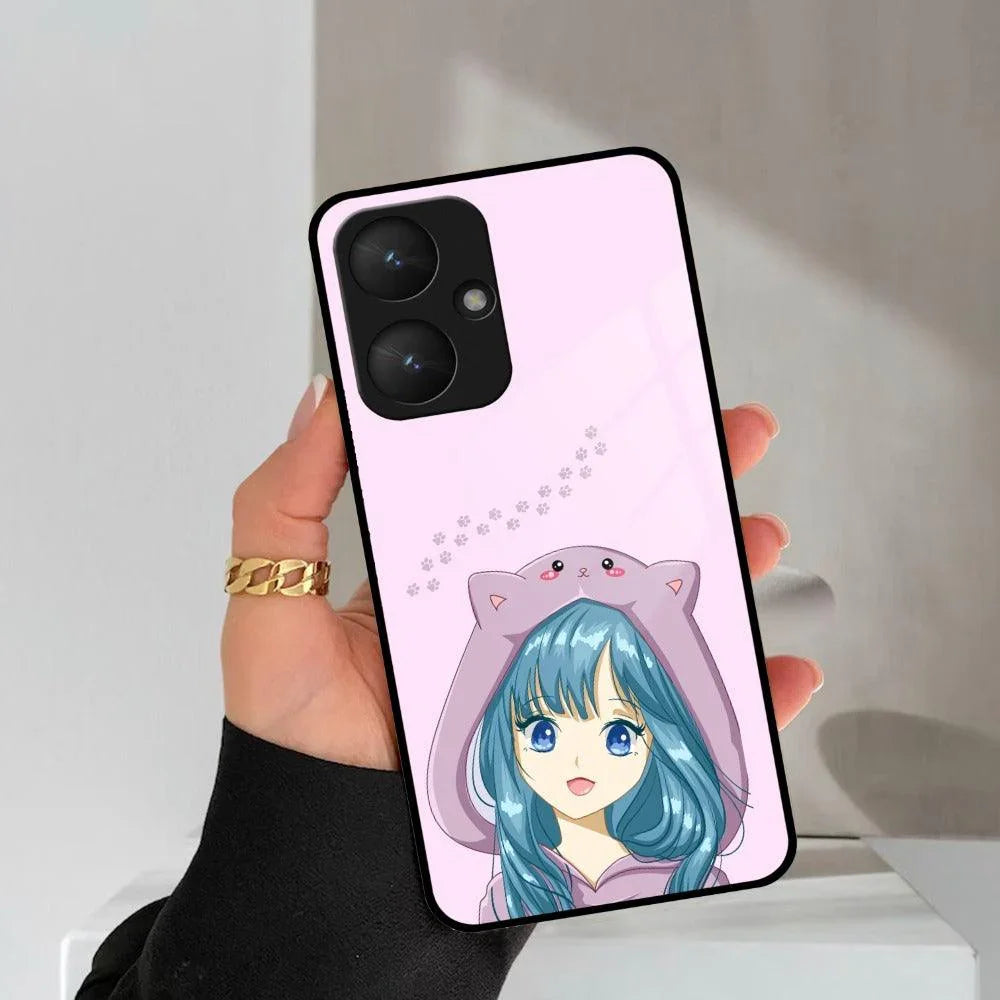 Purple Aesthetic Girl With Cat Phone Glass Case Cover For Redmi/Xiaomi - ShopOnCliQ
