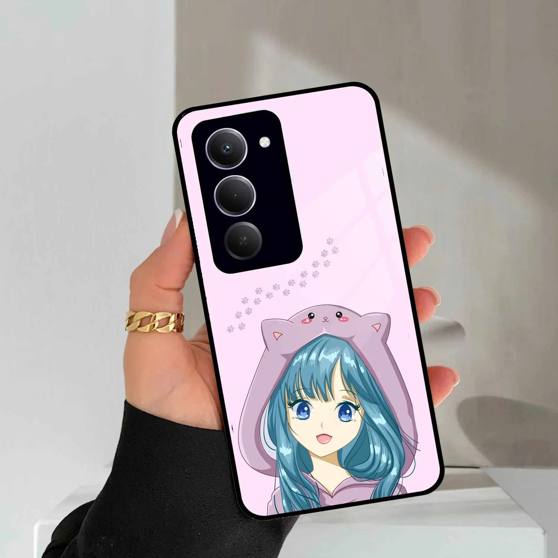 Purple Aesthetic Girl With Cat Phone Glass Case Cover For Redmi/Xiaomi - ShopOnCliQ
