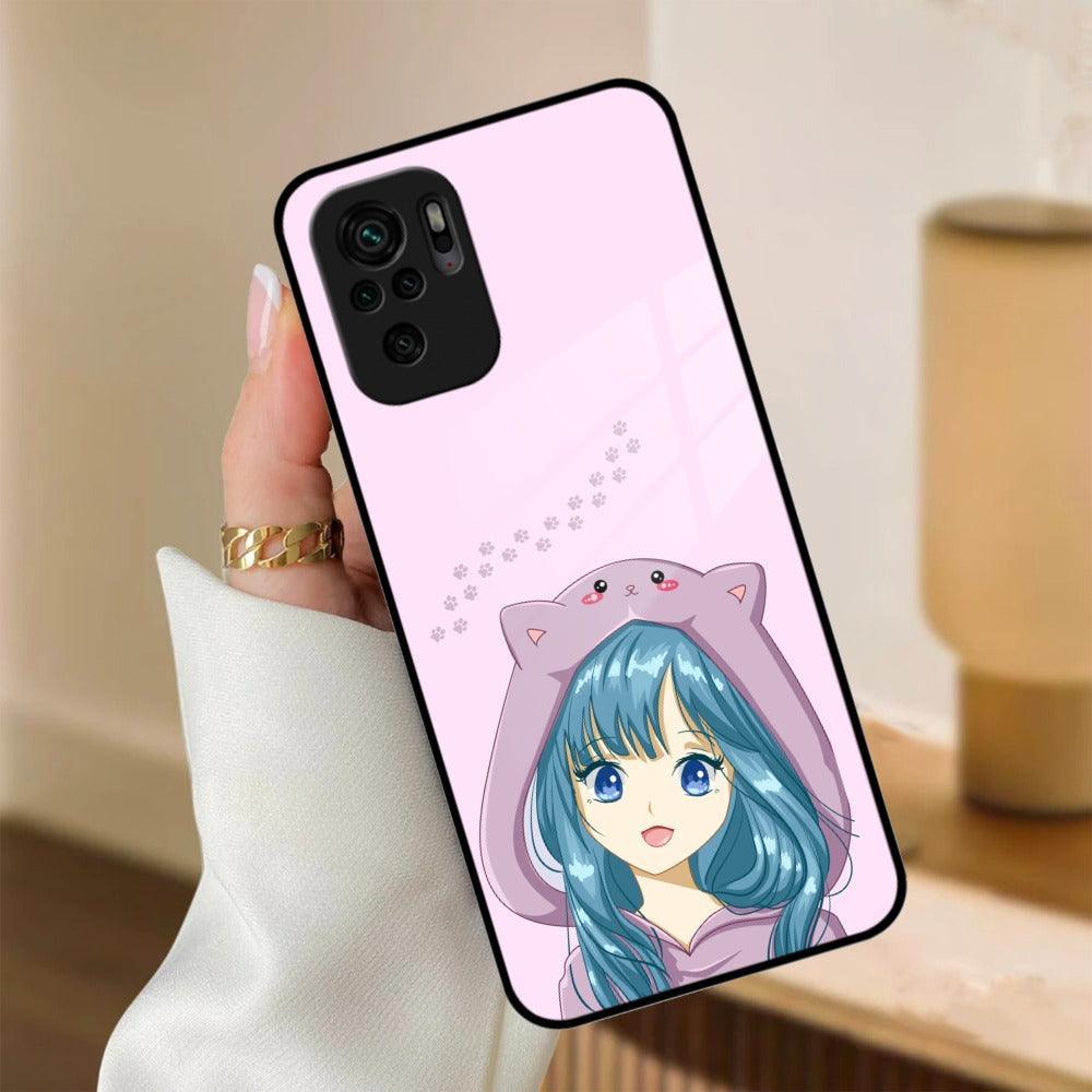 Purple Aesthetic Girl With Cat Phone Glass Case Cover For Redmi/Xiaomi - ShopOnCliQ