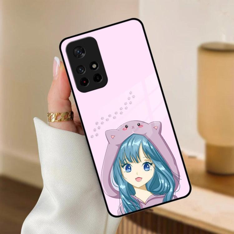 Purple Aesthetic Girl With Cat Phone Glass Case Cover For Redmi/Xiaomi - ShopOnCliQ