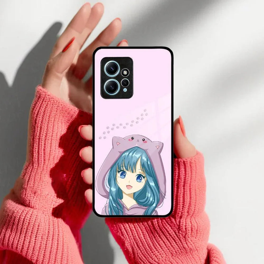Purple Aesthetic Girl With Cat Phone Glass Case Cover For Redmi/Xiaomi - ShopOnCliQ