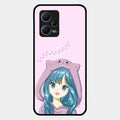 Purple Aesthetic Girl With Cat Phone Glass Case Cover For Redmi Note 12 5G