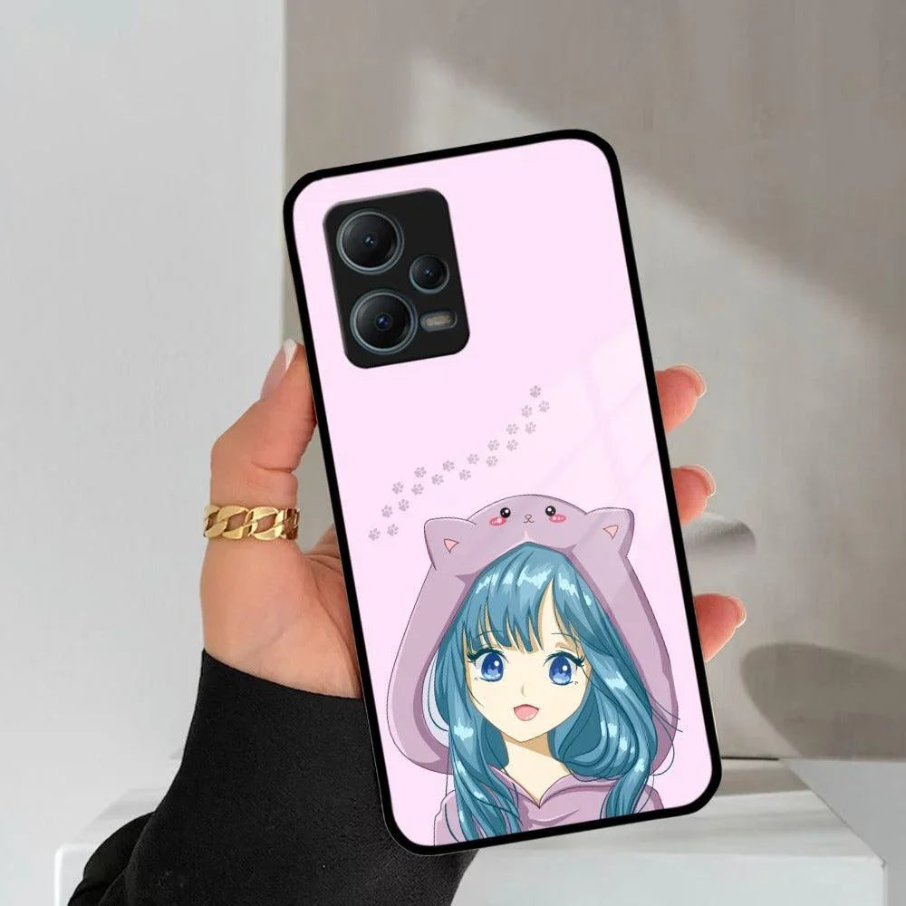 Purple Aesthetic Girl With Cat Phone Glass Case Cover For Redmi/Xiaomi - ShopOnCliQ