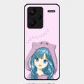 Purple Aesthetic Girl With Cat Phone Glass Case Cover For Redmi Note 13 Pro Plus 5G