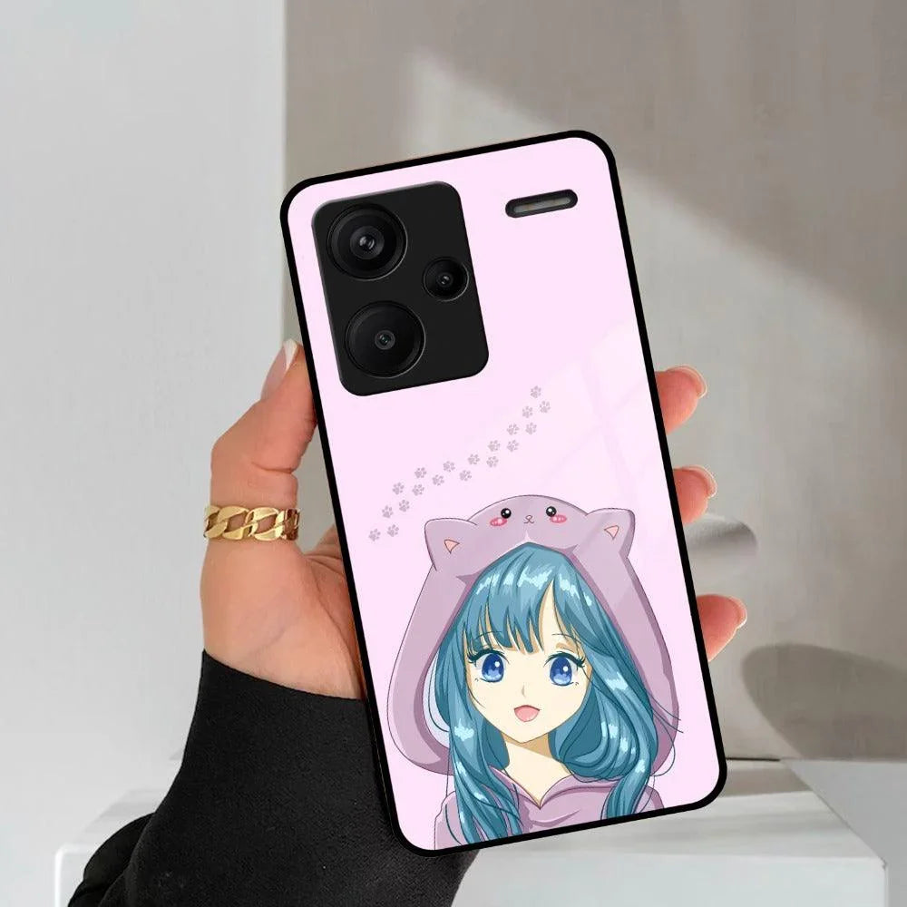 Purple Aesthetic Girl With Cat Phone Glass Case Cover For Redmi/Xiaomi - ShopOnCliQ