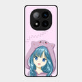 Purple Aesthetic Girl With Cat Phone Glass Case Cover For Redmi Note 14 Pro Plus 5G