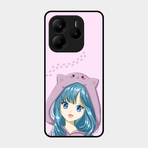 Purple Aesthetic Girl With Cat Phone Glass Case Cover For Redmi Note 14 Se 5G
