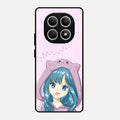 Purple Aesthetic Girl With Cat Phone Glass Case Cover For Redmi Note 15 5G