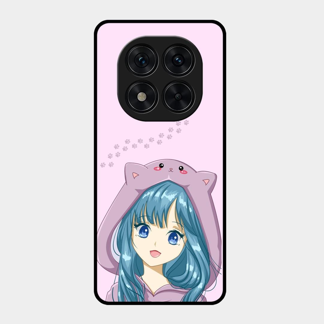Purple Aesthetic Girl With Cat Phone Glass Case Cover For Redmi Note 15 Pro 5G