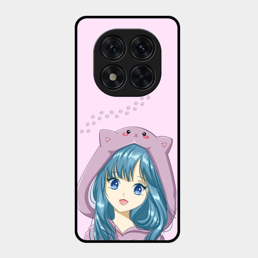 Purple Aesthetic Girl With Cat Phone Glass Case Cover For Redmi Note 15 Pro Plus 5G