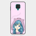 Purple Aesthetic Girl With Cat Phone Glass Case Cover For Redmi Note 9 Pro Max