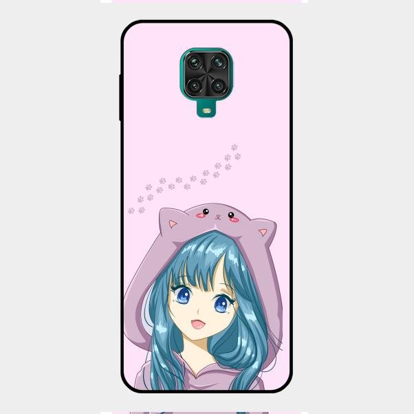 Purple Aesthetic Girl With Cat Phone Glass Case Cover For Redmi Note 9 Pro