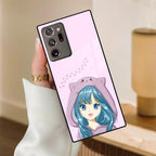 Purple Aesthetic Girl With Cat Phone Glass Case Cover For Samsung - ShopOnCliQ
