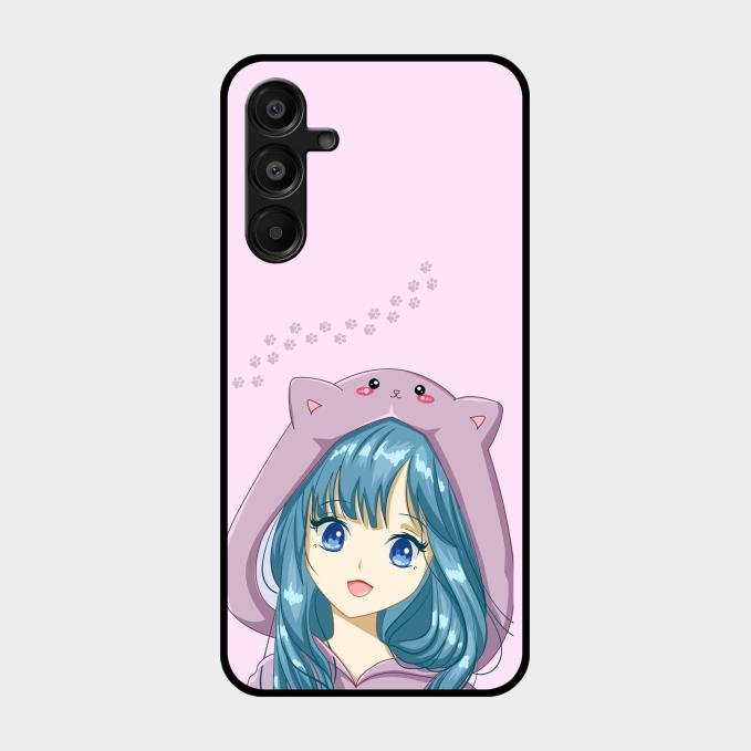 Purple Aesthetic Girl With Cat Phone Glass Case Cover For Samsung Galaxy A16 5G