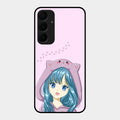 Purple Aesthetic Girl With Cat Phone Glass Case Cover For Samsung Galaxy A55 5G