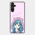 Purple Aesthetic Girl With Cat Phone Glass Case Cover For Samsung Galaxy M55 5G