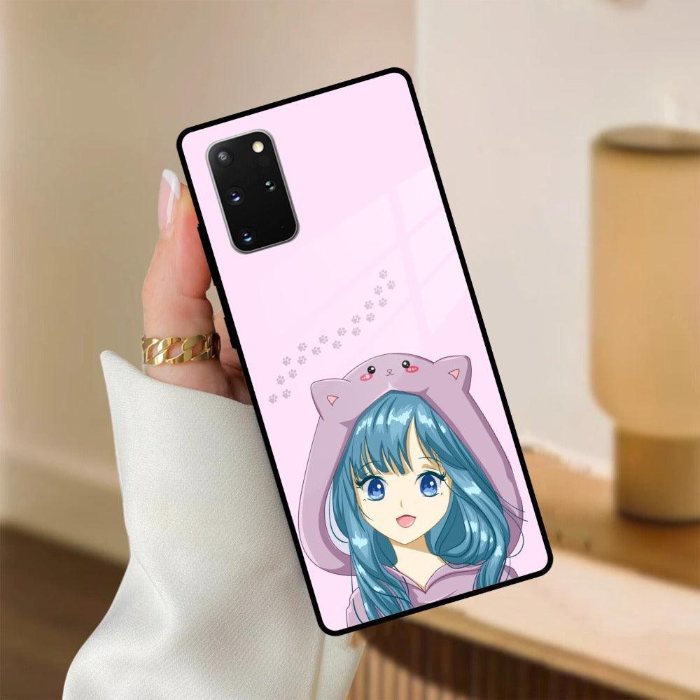Purple Aesthetic Girl With Cat Phone Glass Case Cover For Samsung - ShopOnCliQ