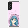 Purple Aesthetic Girl With Cat Phone Glass Case Cover For Samsung Galaxy S21 Fe 5G