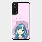 Purple Aesthetic Girl With Cat Phone Glass Case Cover For Samsung Galaxy S21 Fe 5G