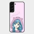 Purple Aesthetic Girl With Cat Phone Glass Case Cover For Samsung Galaxy S22 Plus 5G