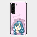 Purple Aesthetic Girl With Cat Phone Glass Case Cover For Samsung Galaxy S23 5G