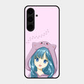 Purple Aesthetic Girl With Cat Phone Glass Case Cover For Samsung Galaxy S24 Plus 5G