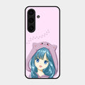 Purple Aesthetic Girl With Cat Phone Glass Case Cover For Samsung Galaxy S25 Plus 5G