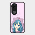Purple Aesthetic Girl With Cat Phone Glass Case Cover For Vivo T4R 5G