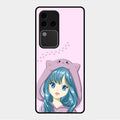 Purple Aesthetic Girl With Cat Phone Glass Case Cover For Vivo V30 Pro 5G