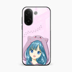 Purple Aesthetic Girl With Cat Phone Glass Case Cover For Vivo V60e 5G