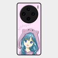 Purple Aesthetic Girl With Cat Phone Glass Case Cover For Vivo X100 5G