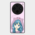 Purple Aesthetic Girl With Cat Phone Glass Case Cover For Vivo X100 Pro 5G