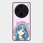 Purple Aesthetic Girl With Cat Phone Glass Case Cover For Vivo X100 Pro 5G