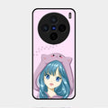 Purple Aesthetic Girl With Cat Phone Glass Case Cover For Vivo X200 5G