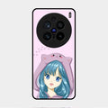 Purple Aesthetic Girl With Cat Phone Glass Case Cover For Vivo X200 Pro 5G