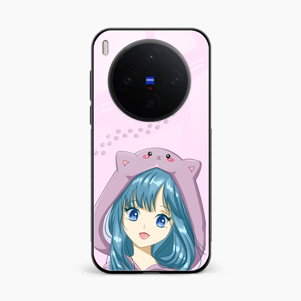 Purple Aesthetic Girl With Cat Phone Glass Case Cover For Vivo X300 5G