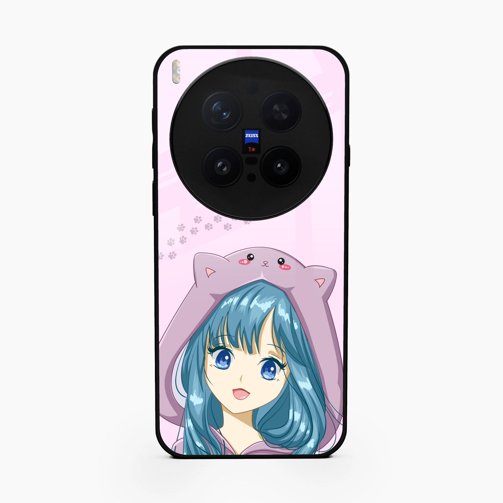 Purple Aesthetic Girl With Cat Phone Glass Case Cover For Vivo X300 Pro 5G