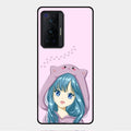 Purple Aesthetic Girl With Cat Phone Glass Case Cover For Vivo X70 Pro 5G
