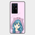 Purple Aesthetic Girl With Cat Phone Glass Case Cover For Vivo X70 Pro Plus 5G